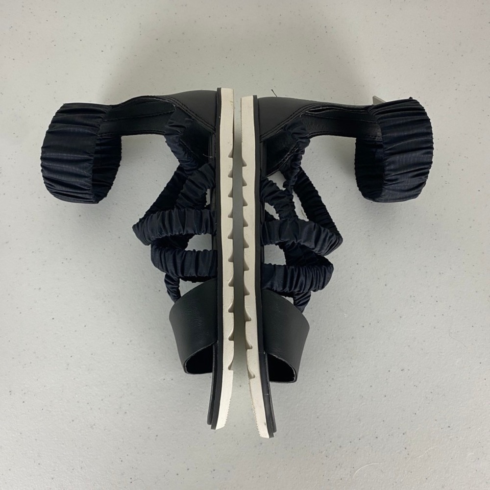 SOREL Ella II Ankle Strap Sandals Women 7.5 Black Sporty Ruched Gladiator - Picture 4 of 7